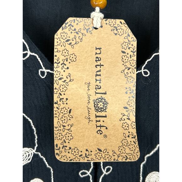 Natural Life Women’s XS Black Embroidered Oversized Maxi Dress Duster NWT - Picture 6 of 12